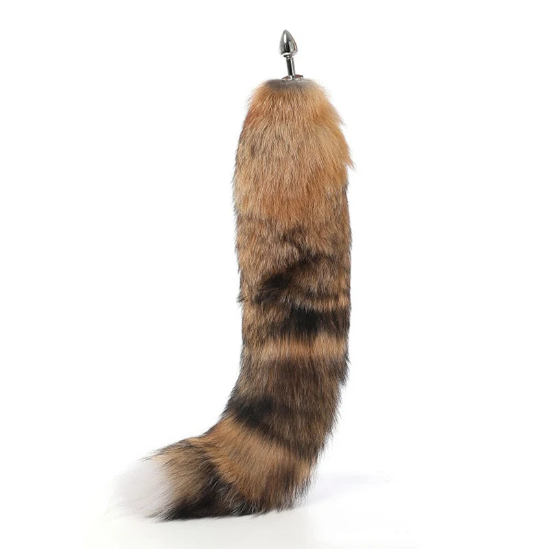 70cm Super long real fox tail anal beads butt plug Metal Flirting erotic coaplay BDSM ass sex toy couple role play game women