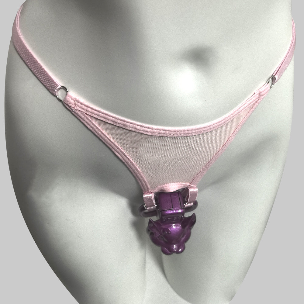 Pink Thong Chastity Cage Lock Fixed Belt Auxiliary Belt Anti Falling  BDSM
