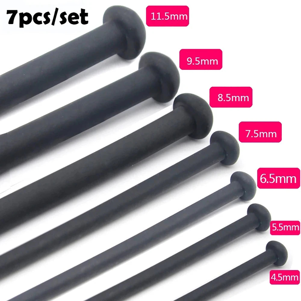 7pcs/Set Men Urethral Sounds Silicone Penis Plug Stimulator Sounding Sex Toys For Men Urethral Plug Urethral Dilators