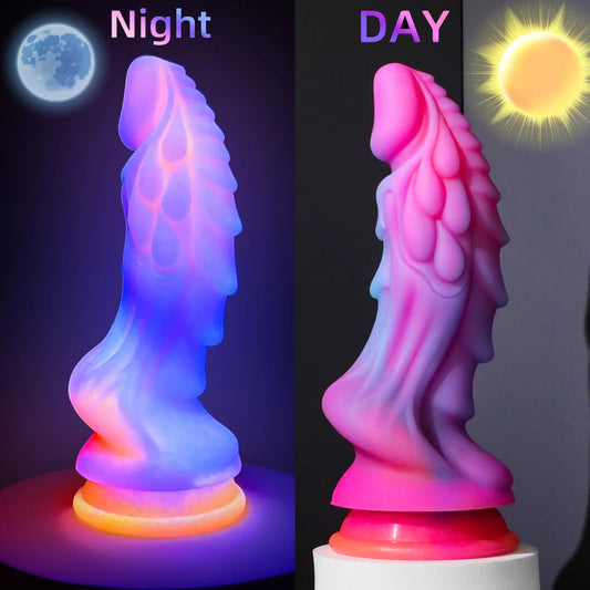 8.4in animal dildo Luminous Realistic Dragon Dildo Huge Anal Butt Plug Real Penis For Women masturbator prostate massage for men