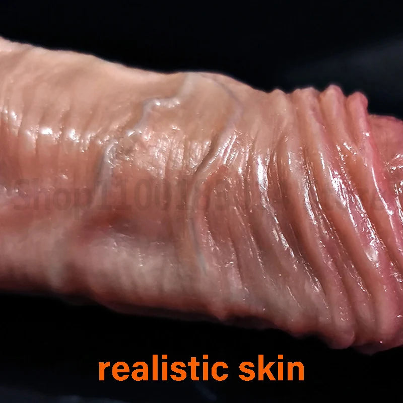 8.5in Real Skin Feeling Dildo Soft Glans Dildo Sliding Foreskin Huge Penis Sex Toy for Women Big Dick Butt Plug g spot simulator