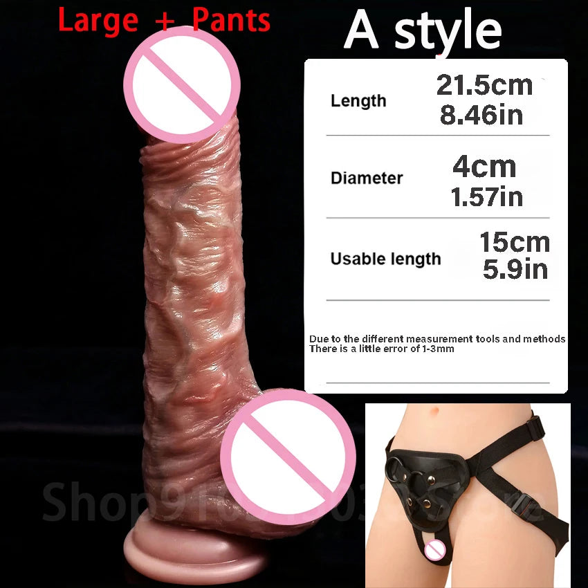 8.5in Real Skin Feeling Dildo Soft Glans Dildo Sliding Foreskin Huge Penis Sex Toy for Women Big Dick Butt Plug g spot simulator