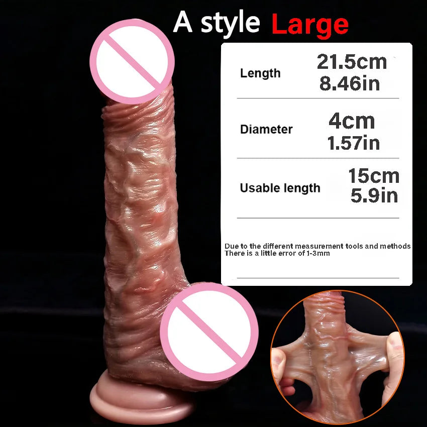 8.5in Real Skin Feeling Dildo Soft Glans Dildo Sliding Foreskin Huge Penis Sex Toy for Women Big Dick Butt Plug g spot simulator