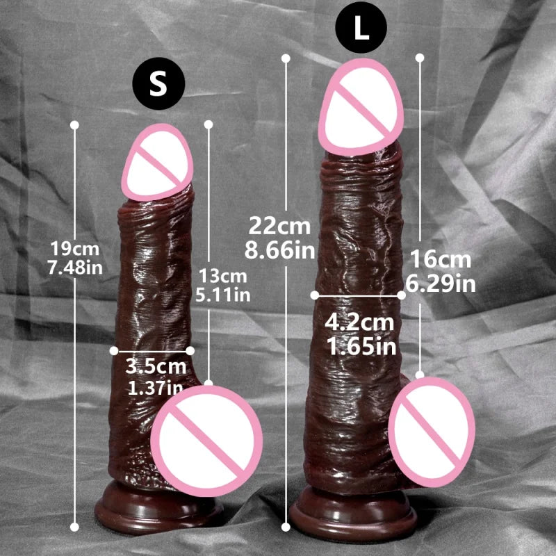 8.66in Soft Realistic Penis for Women Suction Cup Dildo Female Masturbator Sliding Testicles Foreskin Big Dick Adult Sex Toys