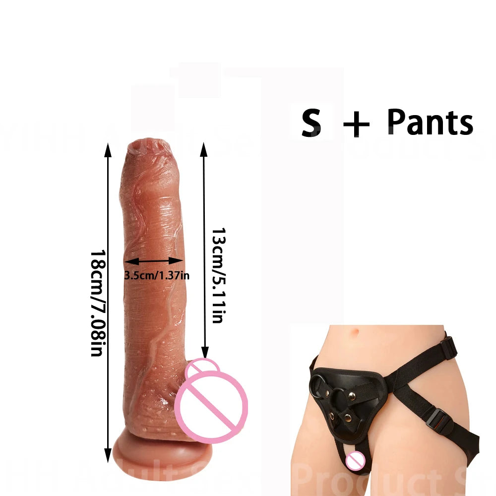 8.66in Soft Realistic Penis for Women Suction Cup Dildo Female Masturbator Sliding Testicles Foreskin Big Dick Adult Sex Toys