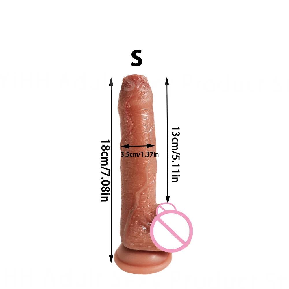 8.66in Soft Realistic Penis for Women Suction Cup Dildo Female Masturbator Sliding Testicles Foreskin Big Dick Adult Sex Toys