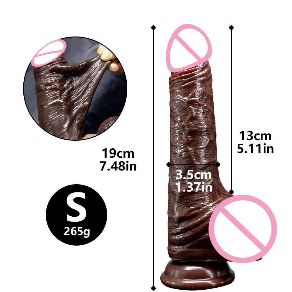 8.66in Soft Realistic Penis for Women Suction Cup Dildo Female Masturbator Sliding Testicles Foreskin Big Dick Adult Sex Toys