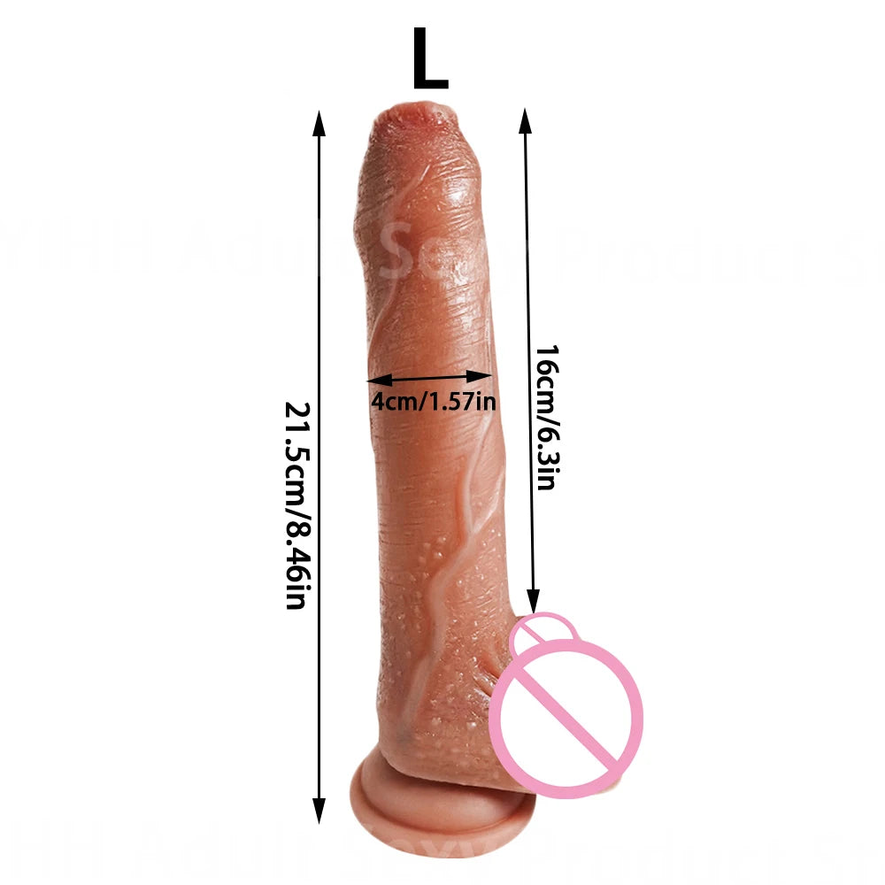 8.66in Soft Realistic Penis for Women Suction Cup Dildo Female Masturbator Sliding Testicles Foreskin Big Dick Adult Sex Toys