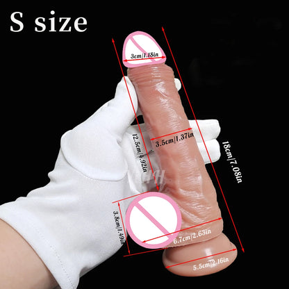 8.66in Soft Realistic Penis for Women Suction Cup Dildo Female Masturbator Sliding Testicles Foreskin Big Dick Adult Sex Toys