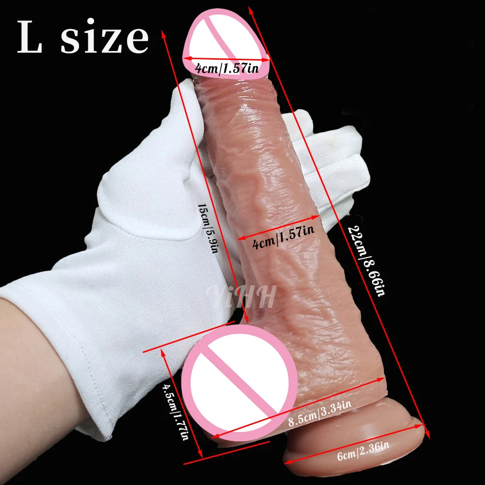 8.66in Soft Realistic Penis for Women Suction Cup Dildo Female Masturbator Sliding Testicles Foreskin Big Dick Adult Sex Toys