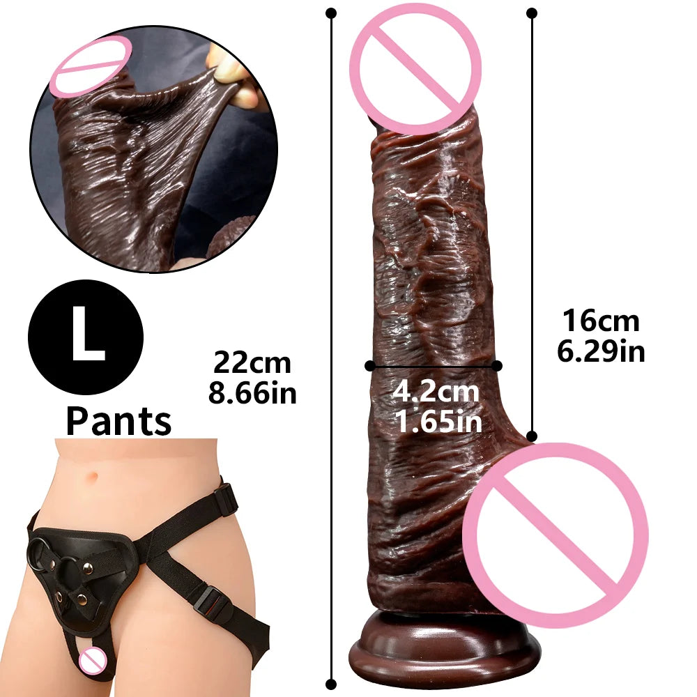 8.66in Soft Realistic Penis for Women Suction Cup Dildo Female Masturbator Sliding Testicles Foreskin Big Dick Adult Sex Toys