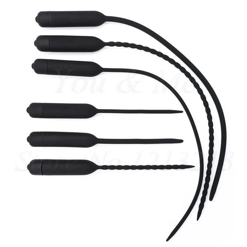 8 Size Vibrating Penis Plug Urethral Dilators Male Masturbator Vibrator Sex Toys For Men Silicone Sex Sounds Dilators Catheters