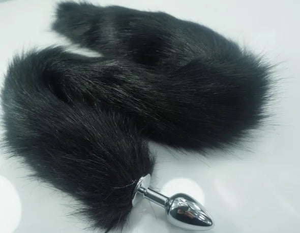 8 color for choose 78cm length long fox Tail Dia 27mm Anal Plug Metal Butt plug Role Play Flirting Fetish hot dog tail sex Toy