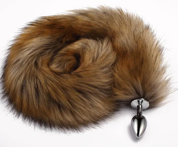 8 color for choose 78cm length long fox Tail Dia 27mm Anal Plug Metal Butt plug Role Play Flirting Fetish hot dog tail sex Toy