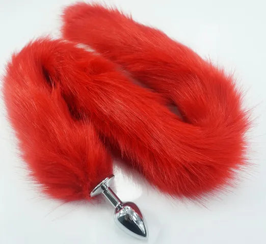8 color for choose 78cm length long fox Tail Dia 27mm Anal Plug Metal Butt plug Role Play Flirting Fetish hot dog tail sex Toy