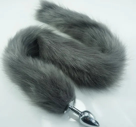 8 color for choose 78cm length long fox Tail Dia 27mm Anal Plug Metal Butt plug Role Play Flirting Fetish hot dog tail sex Toy