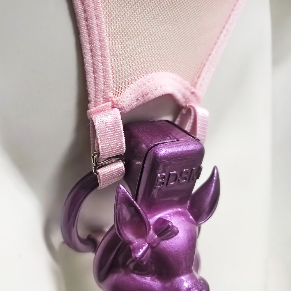 Pink Thong Chastity Cage Lock Fixed Belt Auxiliary Belt Anti Falling  BDSM