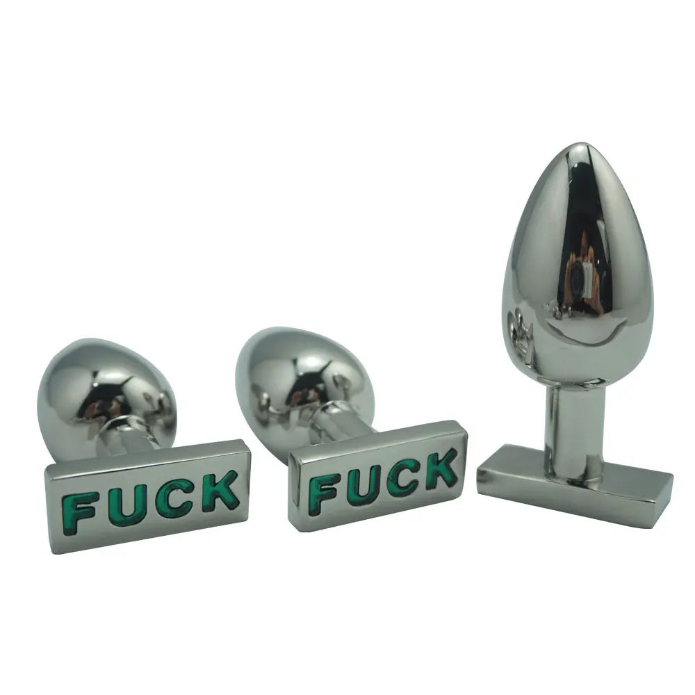 9 color stainless steel special letter anal butt plug metal anal beads fetish chastity insert new sex toys for men and women