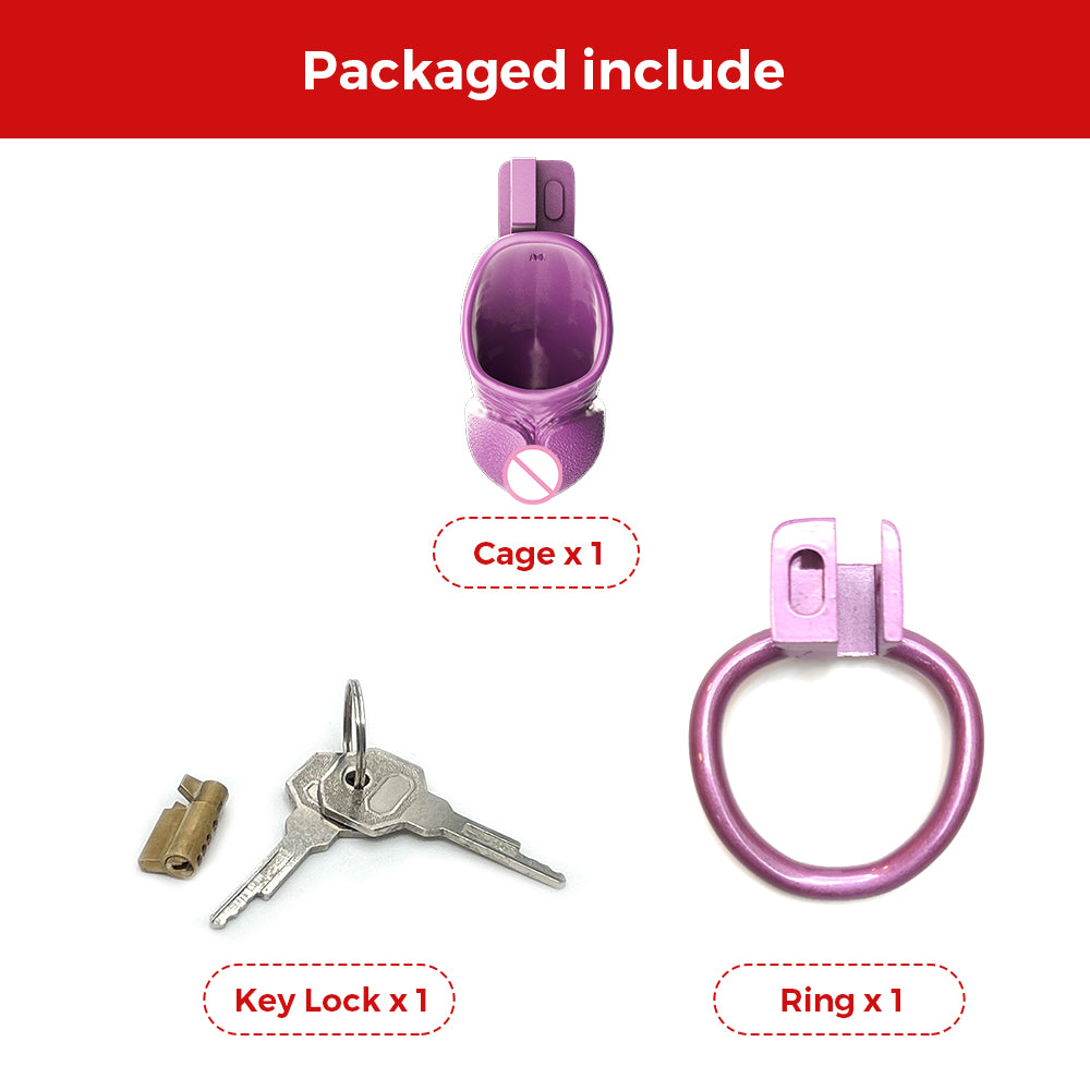 Simulation Penis Purple Lock Chastity Cage