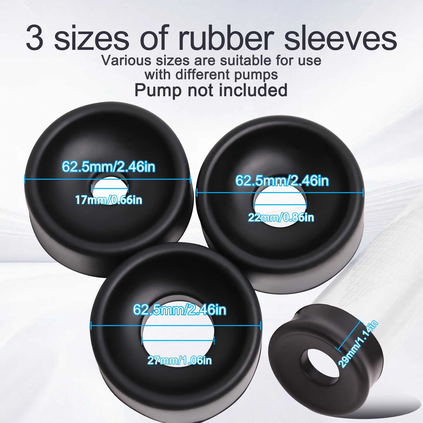 Accessories For Penis Pump Silicone Black Ring Sleeve Penis Enlargement Vacuum Pump Extender Trainer Sex Toys for Men Masturbato