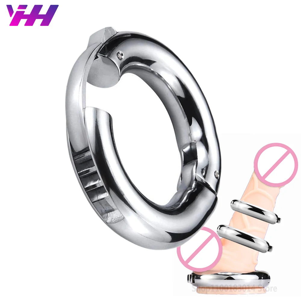 Adjustable Big Size Metal Penis Ring sex men Ball Stretcher Stainless Steel Penis cock ring Sex Toys For Men Delay Ejaculation