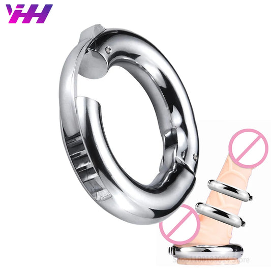 Adjustable Big Size Metal Penis Ring sex men Ball Stretcher Stainless Steel Penis cock ring Sex Toys For Men Delay Ejaculation