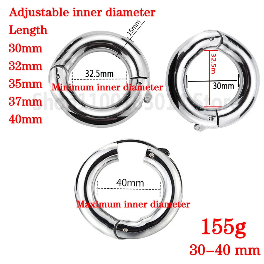 Adjustable Big Size Metal Penis Ring sex men Ball Stretcher Stainless Steel Penis cock ring Sex Toys For Men Delay Ejaculation