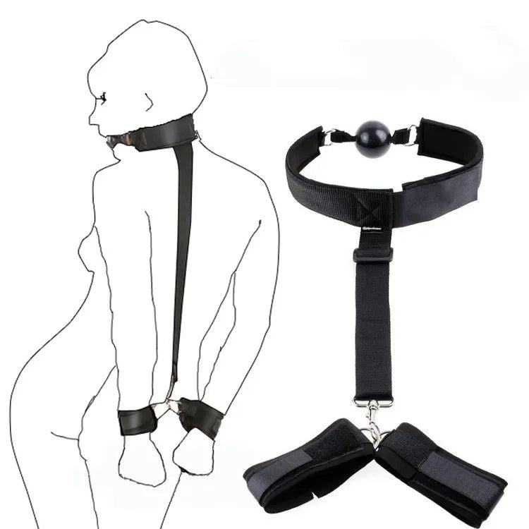 Adjustable Handcuffs Ankle SM Sex Toys Woman Cuffs Collar Wrist Mouth Gag Erotic Bdsm Bondage Set Restraint Adult Game Products