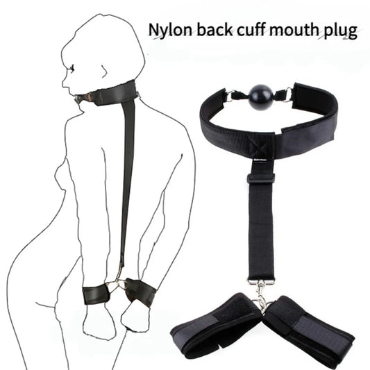 Adjustable Handcuffs Ankle SM Sex Toys Woman Cuffs Collar Wrist Mouth Gag Erotic Bdsm Bondage Set Restraint Adult Game Products