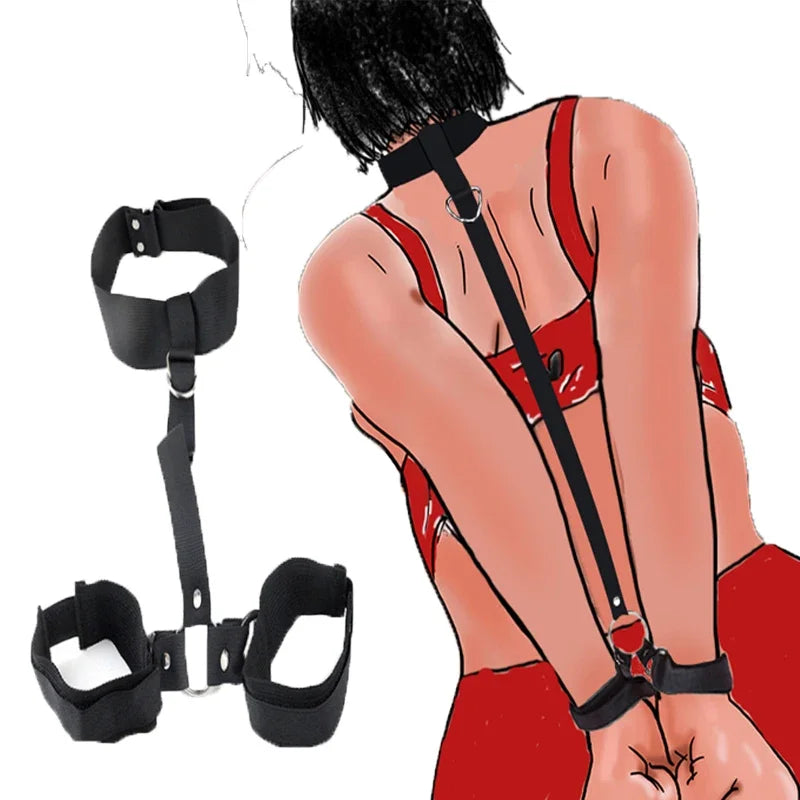 Adjustable Handcuffs Ankle SM Sex Toys Woman Cuffs Collar Wrist Mouth Gag Erotic Bdsm Bondage Set Restraint Adult Game Products