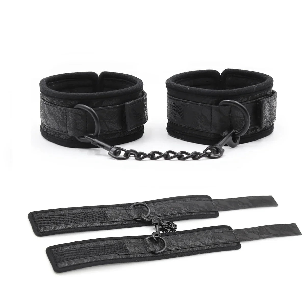 Adjustable Lace Neck Collar Handcuffs Ankle Cuffs Set Bdsm Slave Bondage Stainless Steel Spreader Bar Sex Toys for Couples Woman