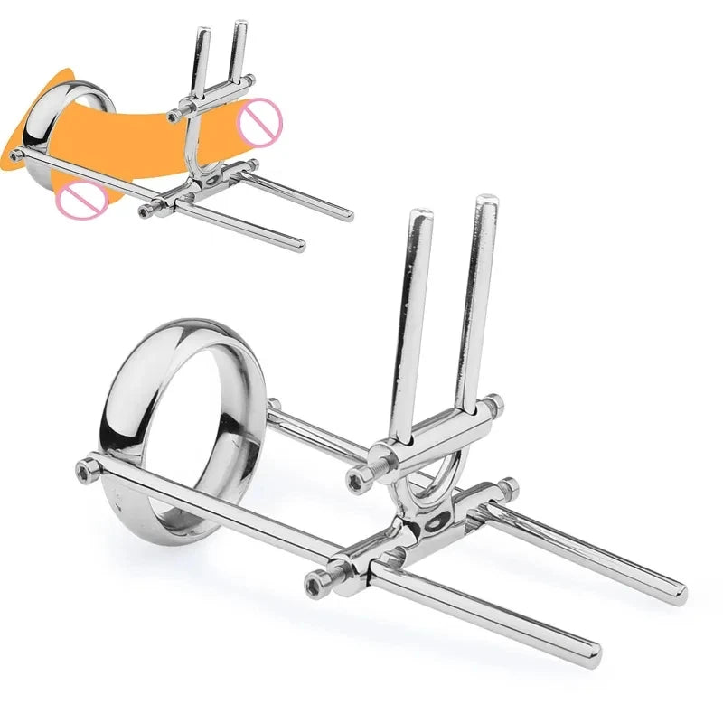 Adjustable Stainless Steel Penis Stretcher Trainer Device Penis Enlargement Cock Ring Men Masturbators Stimulate Sex Toys