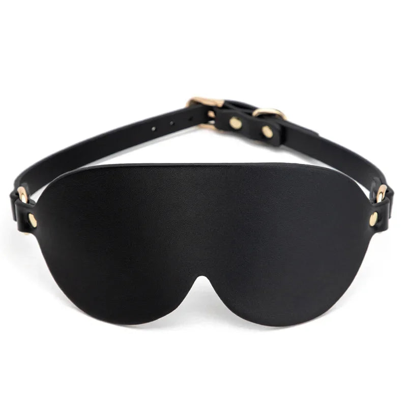 Adult Blindfold Sex Games Faux Leather BDSM Eye Mask For Men Women 18+ Exotic Riveted PU Buckle Sexy Party Club Coslay Mask