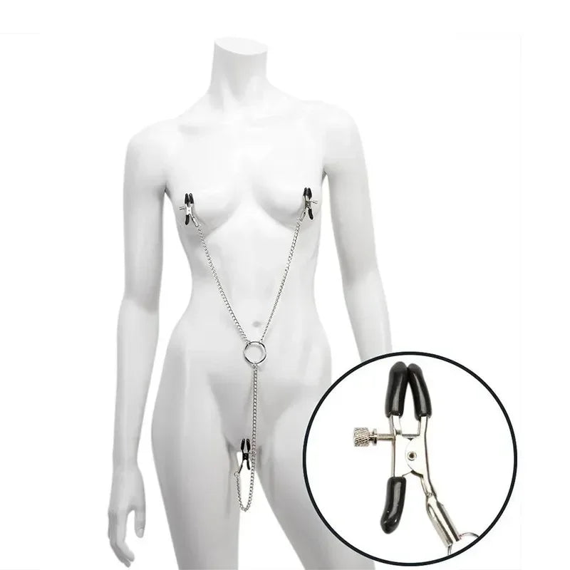 Adult Games BDSM  Metal Nipple Clamps Restraint Fetish Erect Boob Enlarged Clitoris Pincher Bondage Breast Clit Clamps Sexy Toys