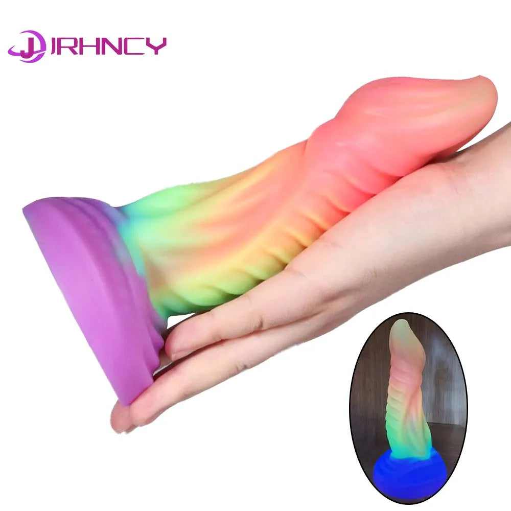 Adult Toy Dildio for Women Glow in The Dark Soft Silicone Butt Plug for Anal/G-spot Massage Masturbation Big Anal Dildo Buttplug