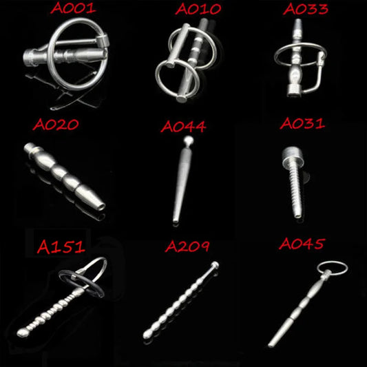 All Type Stainless Steel Penis Urethral Plug Dilator Sounds Catheter Hollow Tube Sounding Beaded Insert Rods Sex Toy for Men