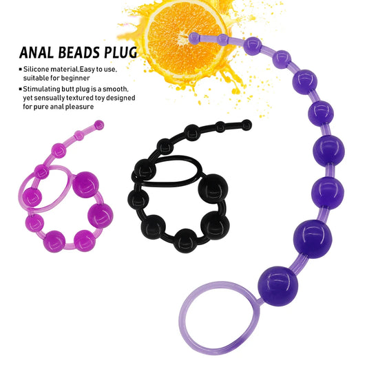 Anal Beads Sex Toys for Women Men Gay Buttplug Beads Long Butt Beads Vagina Clit Pull Ring Ball Anal Stimulator Sex Accessories