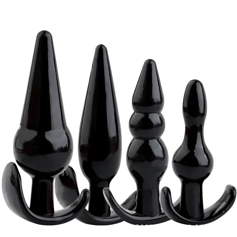 Anal Plug 4pcs Funny Butt Plug Backcourt Waterproof Silicone Comrades Adult Products Combination Set Massager Stick Training Kit