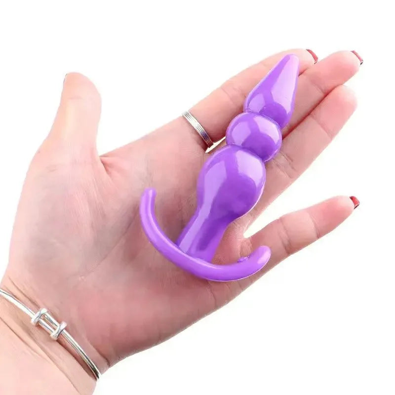 Anal Plug 4pcs Funny Butt Plug Backcourt Waterproof Silicone Comrades Adult Products Combination Set Massager Stick Training Kit