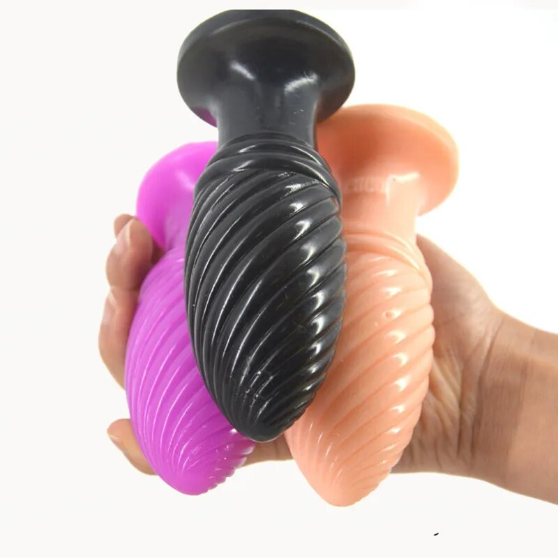 Anal Plug Screw Thread Butt Stopper Dildo,Max Dia 4.7cm Anal Toy Big Medical PVC Material Large Butt Plug,Gay Anal Ball Sex Toys