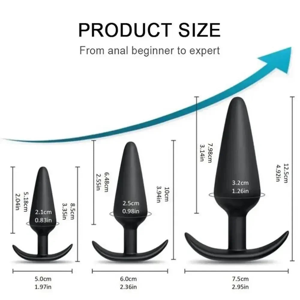 Anal Plug T-Shaped 3 Sizes Soft Silicone Anal Butt Plug Stimulator Anal Sex Toys for Men/Women Prostate Massager Trainer