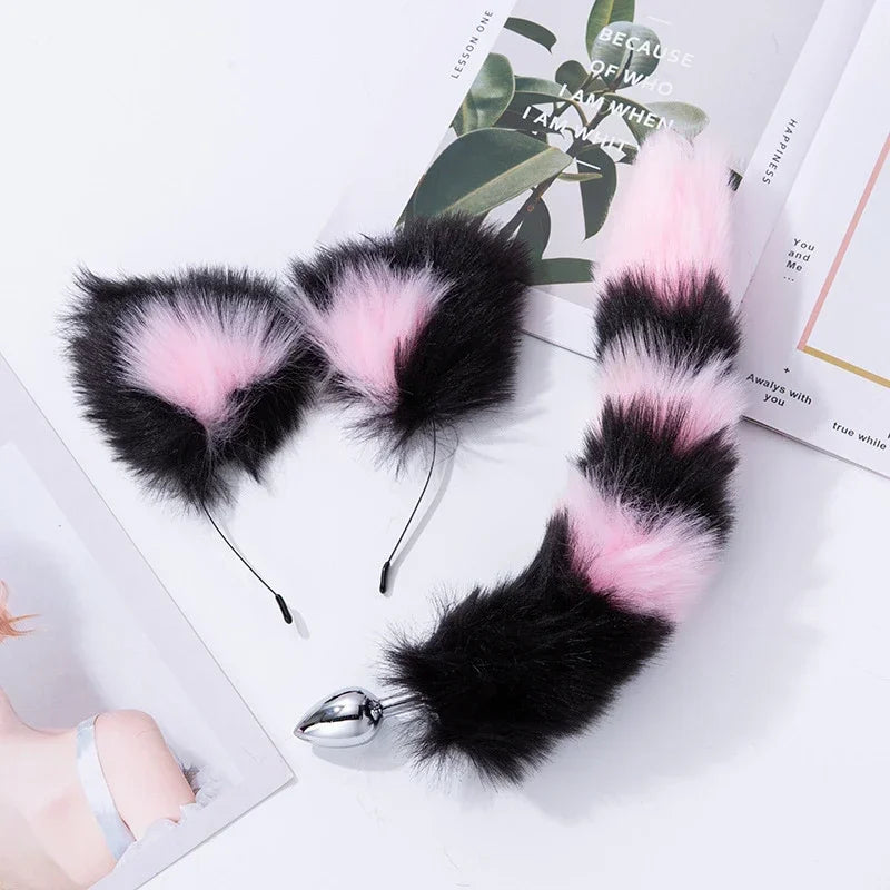 Anal Sex Toys Fox Tail Butt Plug Set With Hairpin Anal Kit Anal Butplug Tail Prostate Massager  Plug BDSM Couples Cosplay