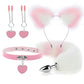 Anal Sex Toys Fox Tail Butt Plug Sexy Plush Cat Ear Headband With Bells Necklace Set Massage Sex toys For Women Couples Cosplay