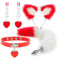 Anal Sex Toys Fox Tail Butt Plug Sexy Plush Cat Ear Headband With Bells Necklace Set Massage Sex toys For Women Couples Cosplay