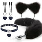 Anal Sex Toys Fox Tail Butt Plug Sexy Plush Cat Ear Headband With Bells Necklace Set Massage Sex toys For Women Couples Cosplay