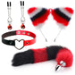 Set of Fox Tail Butt Plug Sexy Plush Cat Ear Headband Necklace