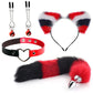 Set of Fox Tail Butt Plug Sexy Plush Cat Ear Headband Necklace