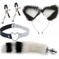 Set of Fox Tail Butt Plug Sexy Plush Cat Ear Headband Necklace