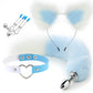 Set of Fox Tail Butt Plug Sexy Plush Cat Ear Headband Necklace