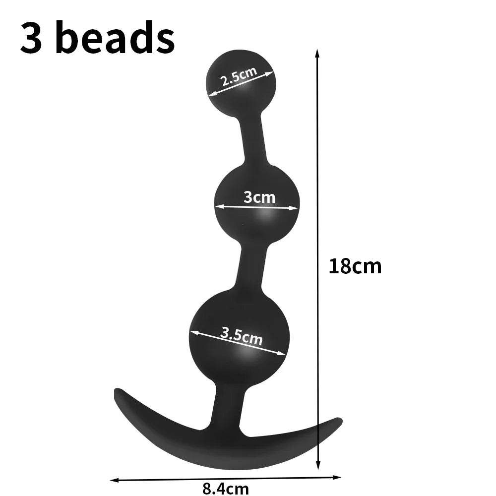 Anal plug with pull ring 6 beads butt plug gradient size soft/hard silicone anus prostate massage masturbation sex toy women men